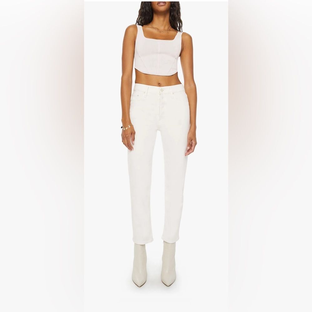 MOTHER White Ankle-Length Cropped Jeans